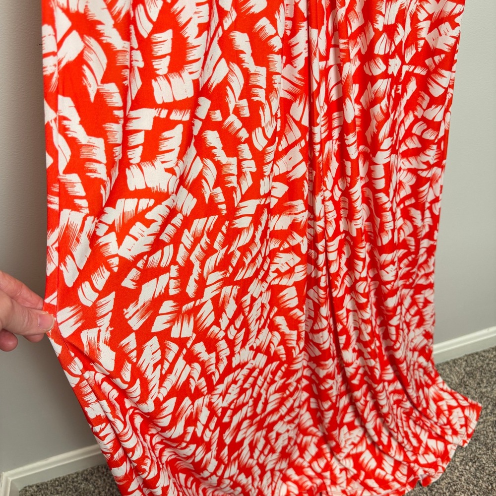 NWT Jessica Howard 14 Pleated Front Maxi Dress Sleeveless Red White Print Jersey - Picture 5 of 14